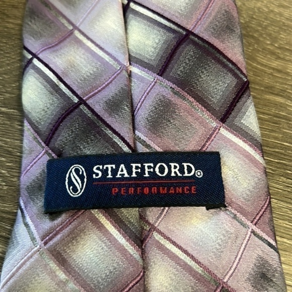 Stafford Performance Men’s Silk Necktie Purple Gray - Picture 3 of 6